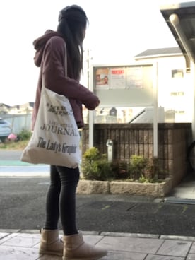 「TODAYFUL（トゥデイフル）のVintageトートバッグ（トートバッグ）」を使った、いく☆さん（レディース・153cm）の冬コーディネート