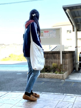 「TODAYFUL（トゥデイフル）のVintageトートバッグ（トートバッグ）」を使った、いく☆さん（レディース・153cm）の冬コーディネート