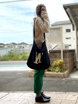 「ピアス」｜「アイテム（ブーティ）」を使った、いく☆さん（レディース・153cm）の春コーディネート