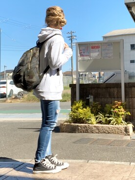 「Ungrid（アングリッド）のフレイドヘムストスリ（デニムパンツ）」を使った、いく☆さん（レディース・153cm）の夏コーディネート