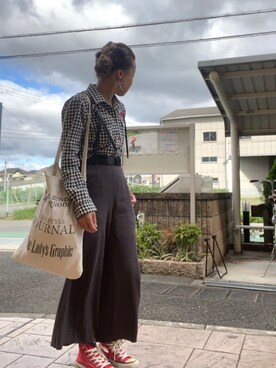 「TODAYFUL（トゥデイフル）のVintageトートバッグ（トートバッグ）」を使った、いく☆さん（レディース・153cm）の秋コーディネート