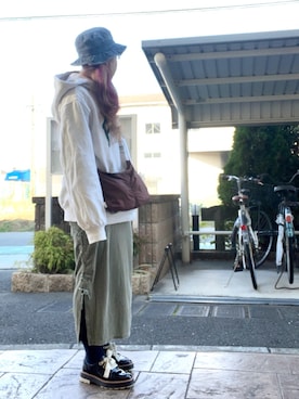 「TODAYFUL（トゥデイフル）のポケットナイロンサコッシュ（ボディバッグ/ウエストポーチ）」を使った、いく☆さん（レディース・153cm）の冬コーディネート