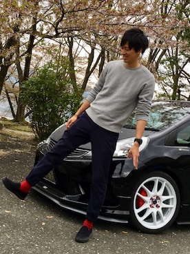 「NANO universe（ナノユニバース）のアイテム（スリッポン）」を使った、マナトさん（メンズ・173cm）の春コーディネート