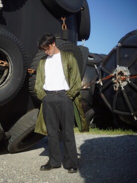 「UNIQLO（ユニクロ）のエアリズムコットンオーバーサイズTシャツ（5分袖）（Tシャツ/カットソー）」を使った、tamayann514さん（メンズ・177cm）の春コーディネート