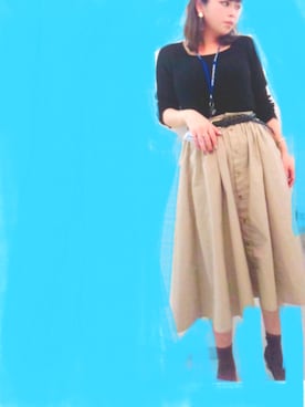 「earth music&ecology（アースミュージックアンドエコロジー）のアイテム（バレエシューズ、ブラック系）」を使った、miiicoさん（レディース・165cm）の冬コーディネート