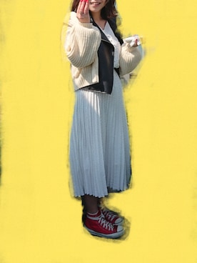 「niko and...（ニコアンド）のアイテム（ライダースジャケット）」を使った、miiicoさん（レディース・165cm）の冬コーディネート