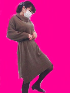 「earth music&ecology（アースミュージックアンドエコロジー）のアイテム（バレエシューズ、ブラック系）」を使った、miiicoさん（レディース・165cm）の冬コーディネート