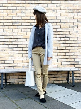 「スキッパーシャツ」｜「アイテム（ハンチング/ベレー帽）」を使った、ikka HEAD OFFICE Women'sさん（レディース・158cm）の春コーディネート