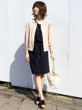 「Sens de vie（サンスドゥウ゛ィ）のアイテム（ブルゾン）」を使った、ikka HEAD OFFICE Women'sさん（レディース・158cm）の春コーディネート