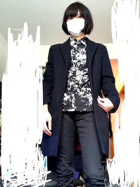 「NO ID.（ノーアイディ）のアイテム（チェスターコート）」を使った、Tsuyamaさん（メンズ・170cm）の冬コーディネート