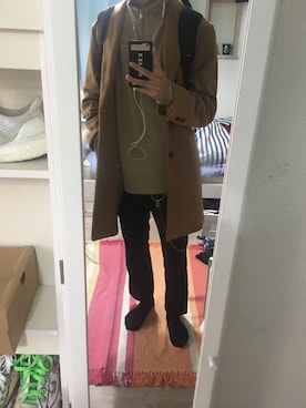 「SPINNS（スピンズ）のアイテム（チェスターコート）」を使った、____gakuさん（メンズ・180cm）の秋コーディネート