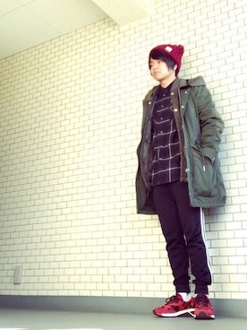 「DIESEL（ディーゼル）のアイテム（モッズコート）」を使った、松浦正太郎/俳優さん（メンズ・163cm）の冬コーディネート