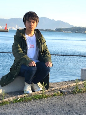 「DIESEL（ディーゼル）のアイテム（モッズコート）」を使った、松浦正太郎/俳優さん（メンズ・163cm）の春コーディネート