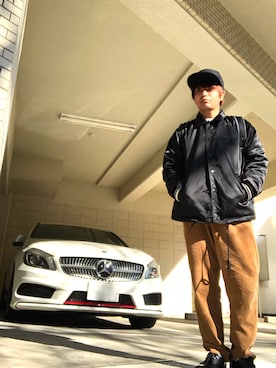 「ドクターマーチン3ホール」｜「アイテム（ナイロンジャケット）」を使った、松浦正太郎/俳優さん（メンズ・163cm）の冬コーディネート