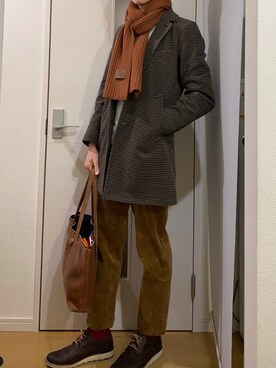 「BEAMS（ビームス）のアイテム（チェスターコート）」を使った、sshuhoさん（メンズ・174cm）の冬コーディネート