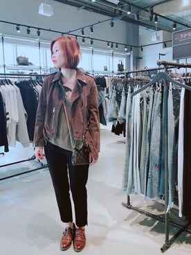 「ALLSAINTS（オールセインツ）のアイテム（ムートンコート）」を使った、Miranda.Hさん（レディース・163cm）の秋コーディネート
