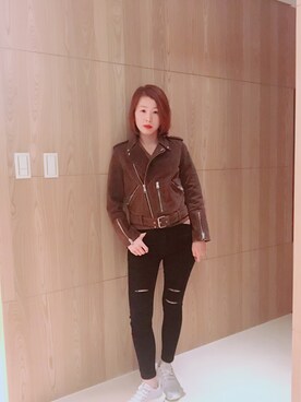 「ALLSAINTS（オールセインツ）のアイテム（ムートンコート）」を使った、Miranda.Hさん（レディース・163cm）の秋コーディネート