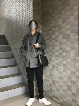 「スウェットパンツ」｜「アイテム（ピーコート）」を使った、PETRUCCIさん（メンズ・160cm）の秋コーディネート