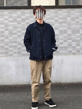 「デニムコーチジャケット」｜PETRUCCIさん（メンズ・160cm）の春コーディネート