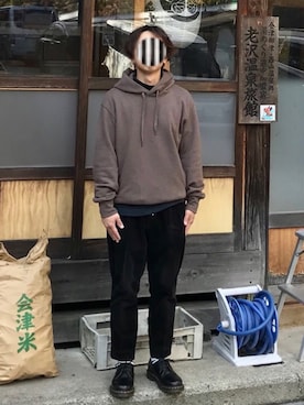 「mellow people（メローピープル）のアイテム」を使った、PETRUCCIさん（メンズ・160cm）の秋コーディネート