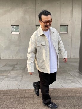 「MONKEY TIME（モンキータイム）のアイテム（カバーオール）」を使った、松井 明洋さん（メンズ・173cm）の冬コーディネート