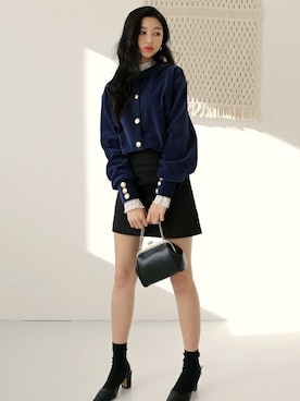 「アイテム（カーディガン/ボレロ、その他）」を使った、WithipunJpさん（レディース・165cm）の冬コーディネート