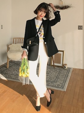 「withipun（ウィズイプン）のアイテム（テーラードジャケット）」を使った、WithipunJpさん（レディース・166cm）の春コーディネート