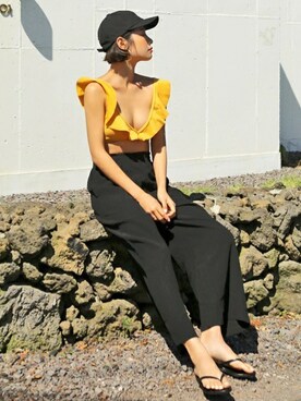 「withipun（ウィズイプン）のアイテム（帽子）」を使った、WithipunJpさん（レディース・166cm）の夏コーディネート