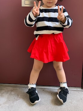 「アイテム（スカート）」を使った、suzuさん（キッズ・90cm）の春コーディネート