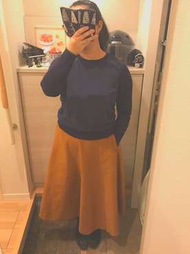 「Aラインスカート」｜「アイテム（バレエシューズ）」を使った、maryさん（レディース・157cm）の秋コーディネート
