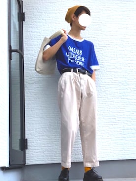 「Timberland（ティンバーランド）のアイテム（帽子）」を使った、くるぶしさん（メンズ・178cm）の夏コーディネート