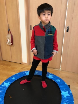 「COLEMAN（コールマン）のアイテム（ジャケット/アウター）」を使った、YUKI☆さん（キッズ・110cm）の春コーディネート