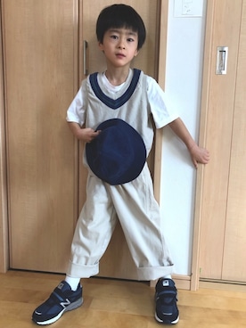 「アイテム（ハット、ブルー系）」を使った、YUKI☆さん（キッズ・110cm）の秋コーディネート
