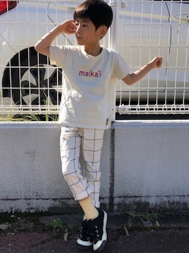「ウィンドウペン」｜「アイテム（スリッポン）」を使った、YUKI☆さん（キッズ・110cm）の夏コーディネート