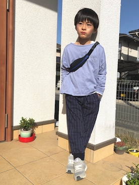 「アイテム（その他パンツ、ブルー系）」を使った、YUKI☆さん（キッズ・120cm）の春コーディネート