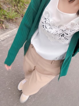 「UNIQLO（ユニクロ）のコットンテーパードアンクルパンツ（丈標準64cm）（その他パンツ）」を使った、yu-maさん（レディース・161cm）の夏コーディネート