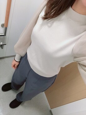 「袖ボリューム」｜「アイテム（その他アウター）」を使った、yu-maさん（レディース・161cm）の冬コーディネート