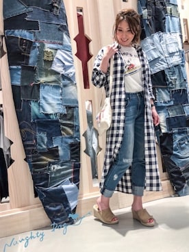 「Naughty dog（ノーティードッグ）の【Naughty Dog】デニムストレッチテーパードデニム（デニムパンツ）」を使った、Naughty Dog KOYAさん（レディース・162cm）の春コーディネート
