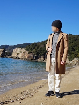 「TAKEO KIKUCHI（タケオキクチ）のアイテム（チェスターコート）」を使った、cumin30さん（メンズ・170cm）の冬コーディネート