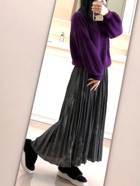 「Marilyn Moon（マリリンムーン）のアイテム（ニット/セーター）」を使った、みんちゅさん（レディース・150cm）の冬コーディネート