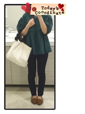 「袖ボリューム」｜「アイテム（モカシン/デッキシューズ）」を使った、aiさん（レディース・155cm）の夏コーディネート