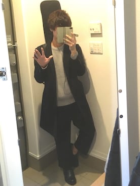 「ワイドスラックス」｜「アイテム（チェスターコート）」を使った、nobuさん（メンズ・170cm）の冬コーディネート