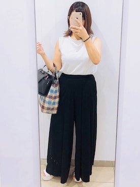 「黒パンツ」｜airiさん（レディース・145cm）の夏コーディネート