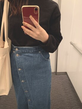「Lee（リー）のアイテム（デニムスカート）」を使った、anothersuzuさん（レディース・164cm）の秋コーディネート
