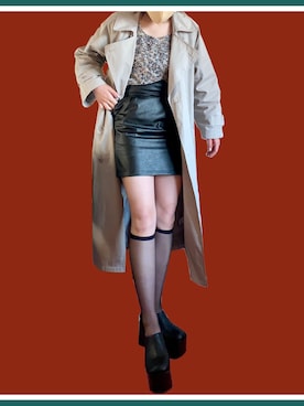 「EMODA」｜「アイテム（トレンチコート）」を使った、manamiさん（レディース・168cm）の春コーディネート
