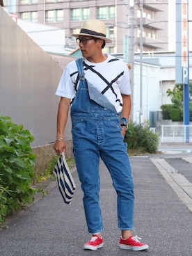 「コーディネート」｜「アイテム（オールインワン・サロペット）」を使った、rettiyさん（メンズ・171cm）の夏コーディネート