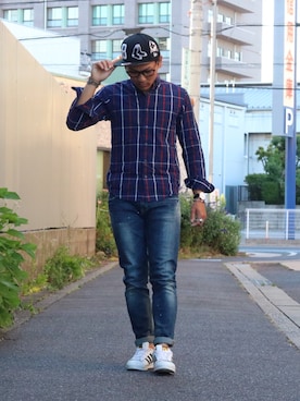 「DOWBL（ダブル）のアイテム（パンツ）」を使った、rettiyさん（メンズ・171cm）の夏コーディネート