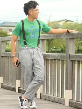 「アイテム（サスペンダー）」を使った、rettiyさん（メンズ・171cm）の秋コーディネート
