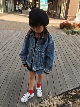 「おんなのこコーデ」｜「アイテム（デニムジャケット）」を使った、saichiiさん（キッズ・125cm）の春コーディネート