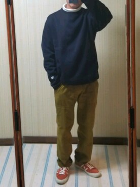 「ネイビー×ホワイト」｜「アイテム（その他トップス）」を使った、KT3さん（メンズ・170cm）の秋コーディネート